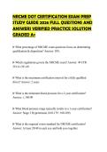 NRCME DOT CERTIFICATION EXAM PREP&NewLine;STUDY GUIDE 2026 FULL QUESTIONS AND&NewLine;ANSWERS VERIFIED PRACTICE SOLUTION&NewLine;GRADED A&plus;&NewLine;