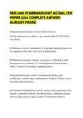 NUR 2407 PHARMACOLOGY ACTUAL TEST&NewLine;PAPER 2026 COMPLETE ANSWERS&NewLine;ALREADY PASSED&NewLine;