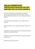 NUR 2407 PHARMACOLOGY&NewLine;CERTIFICATION EVALUATION 2026 FULL&NewLine;QUESTIONS WITH SOLUTIONS GRADED A&plus;