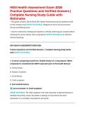 HESI Health Assessment Exam 2026 Practice Questions and Verified Answers &vert; Complete Nursing Study Guide with Rationales