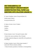 ONS FUNDAMENTALS OF&NewLine;CHEMOTHERAPY IMMUNOTHERAPY&NewLine;ADMINISTRATION FINAL PAPER 2026&NewLine;QUESTIONS WITH SOLUTIONS GRADED A&plus;&NewLine;