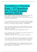 Foundations of Nursing Exam 1 ATI Questions and Correct Answers Updated 2026 A&plus;