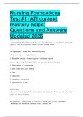 Nursing Foundations Test &num;1 &lpar;ATI content mastery helps&rpar; Questions and Answers Updated 2026
