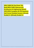 WGU D488 OA Final Exam Test &NewLine;Bank&sol;WGU D488 Cybersecurity &NewLine;Architecture & Engineering Newest &NewLine;2025&sol;2026 Complete All 230 Questions &NewLine;And Correct Detailed Answers &vert;Already &NewLine;Graded A&plus;&vert;&vert;Already Graded A&plus;
