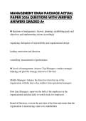 MANAGEMENT EXAM PACKAGE&NewLine;COMPREHENSIVE REVIEW 2026 FULL&NewLine;QUESTIONS AND VERIFIED ANSWERS