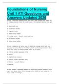 Foundations of Nursing Unit 1 ATI Questions and Answers Updated 2026