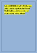 Latest 2025&sol;2026 MATH4514 Lecture &NewLine;Notes&colon; Mastering the Black-Scholes &NewLine;Model in Financial Economics for &NewLine;First-Attempt Exam Success