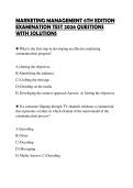 MARKETING MANAGEMENT 6TH EDITION&NewLine;EXAMINATION TEST 2026 QUESTIONS&NewLine;WITH SOLUTIONS