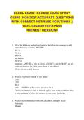 EXCEL CRASH COURSE EXAN STUDY &NewLine;GUIDE 2026&sol;2027 ACCURATE QUESTIONS &NewLine;WITH CORRECT DETAILED SOLUTIONS &vert;&vert; &NewLine;100&percnt; GUARANTEED PASS  &NewLine;<NEWEST VERSION> &NewLine;