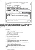 Pearson Edexcel Level 1&sol;Level 2 GCSE &lpar;9&ndash;1&rpar; Persian PAPER 1&colon;&NewLine;Listening and understanding in Persian Foundation Tier&NewLine;&lpar;1PN0&sol;1F&rpar;&NewLine;