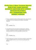 Florida Class C Water Treatment Operator &NewLine;EXAM STUDY GUIDE 2026&sol;2027 &NewLine;ACCURATE QUESTIONS WITH CORRECT &NewLine;DETAILED SOLUTIONS &vert;&vert;  &NewLine;100&percnt; GUARANTEED PASS &NewLine;<NEWEST VERSION> 
