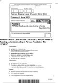 Pearson Edexcel Level 1&sol;Level 2 GCSE &lpar;9&ndash;1&rpar; Persian PAPER 3&colon;&NewLine;Reading and understanding in Persian Foundation Tier&NewLine;&lpar;1PN0&sol;3F&rpar; 