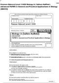 Pearson Edexcel Level 3 GCE Biology A &lpar; Salters Nuffied &rpar;&NewLine;Advanced PAPER 3&colon; General and Practical Applications in Biology&NewLine;&lpar;BN0&sol;03&rpar;&NewLine;