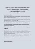 Nebraska Medication Aide &ndash; Written Certification Exam &lpar;2026&sol;2027 Edition&rpar; Questions with Verified Solutions