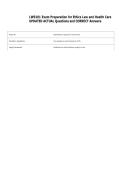 LWS101 Exam Preparation for Ethics Law and Health Care &NewLine;UPDATED ACTUAL Questions and CORRECT Answers