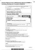 Pearson Edexcel Level 3 GCE German Advanced PAPER 1&colon;&NewLine;Listening&comma; Reading and Translation &lpar;9GN0&sol;01&rpar;