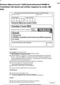 Pearson Edexcel Level 3 GCE Greek Advanced PAPER 2&colon;&NewLine;Translation into Greek and written response to works &lpar;GK&NewLine;0&sol;02&rpar;&NewLine;