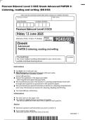 Pearson Edexcel Level 3 GCE Greek Advanced PAPER 3&colon;&NewLine;Listening&comma; reading and writing &lpar;GK 0&sol;03&rpar;&NewLine;