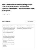 Texas Department Of Licensing & Regulations Exam 2026 &lpar;TDLR&rpar; Board-Certified Exam Questions With Verified Correct Answers