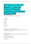 CFP Exam Course 511 Module 1&colon; Personal Financial Planning Questions and Answers Updated 2026