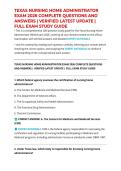 TEXAS NURSING HOME ADMINISTRATOR EXAM 2026 COMPLETE QUESTIONS AND ANSWERS &vert; VERIFIED LATEST UPDATE &vert; FULL EXAM STUDY GUIDE
