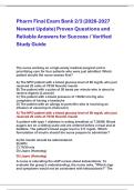 Pharm Final Exam Bank 2&sol;3 &lpar;2026-2027 &NewLine;Newest Update&rpar; Proven Questions and &NewLine;Reliable Answers for Success &sol; Verified &NewLine;Study Guide
