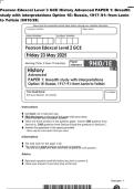 Pearson Edexcel Level 3 GCE History Advanced PAPER 1&colon; Breadth&NewLine;study with interpretations Option 1E&colon; Russia&comma; 1917&ndash;91&colon; from Lenin&NewLine;to Yeltsin &lpar;9H10&sol;2E&rpar;&NewLine;