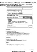 Pearson Edexcel Level 3 GCE History Advanced PAPER 1&colon; Breadth&NewLine;study with interpretations Option 1D&colon; Britain&comma; c1785&ndash;c1870&colon;&NewLine;democracy&comma; protest and reform &lpar;H10&sol;1D&rpar;&NewLine;