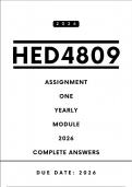 HED4809 Assignment 1 Answers - Yearly Module &comma; 2026 &vert; Due Date 2026