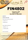 FIN4802 Assignment 1 &lpar;COMPLETE ANSWERS&rpar; 2026 &lpar;662810&rpar; - DUE 21 May 2026