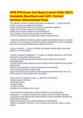 APM PFQ Exam Test Bank &lpar;Latest 2026&sol;2027&rpar;&NewLine;Complete Questions and 100&percnt; Correct&NewLine;Answers &lpar;Guaranteed Pass&rpar;