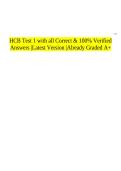 HCB Test 1 with all Correct & 100&percnt; Verified Answers &vert;Latest Version &vert;Already Graded A&plus;