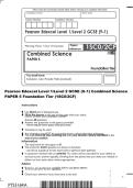 Pearson Edexcel Level 1&sol;Level 2 GCSE &lpar;9&ndash;1&rpar; Combined Science&NewLine;PAPER 5 Foundation Tier &lpar;1SC0&sol;2CF&rpar;&NewLine;