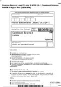 Pearson Edexcel Level 1&sol;Level 2 GCSE &lpar;9&ndash;1&rpar; Combined Science&NewLine;PAPER 6 Higher Tier &lpar;1SC0&sol;2PH&rpar; 