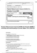 Pearson Edexcel Level 1&sol;Level 2 GCSE &lpar;9&ndash;1&rpar; Persian PAPER 1&colon;&NewLine;Listening and understanding in Persian Higher Tier &lpar;1PN0&sol;1H&rpar;&NewLine;