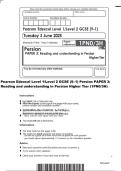 Pearson Edexcel Level 1&sol;Level 2 GCSE &lpar;9&ndash;1&rpar; Persian PAPER 3&colon;&NewLine;Reading and understanding in Persian Higher Tier &lpar;1PN0&sol;3H&rpar;