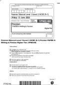 Pearson Edexcel Level 1&sol;Level 2 GCSE &lpar;9&ndash;1&rpar; Persian PAPER 4&colon;&NewLine;Writing in Persian Higher Tier &lpar;1PN0&sol;4H&rpar; 