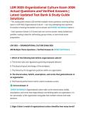 LDR 302S Organizational Culture Exam 2026 Actual Questions and Verified Answers &vert; Latest Updated Test Bank & Study Guide Solutions