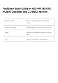 NSG 401  Bundled Exam Questions WITH  CORRECT Answers