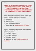ENGINE REPAIR MICHIGAN MECHANIC STUDY GUIDE &NewLine;&vert;&vert; MOST RECENT EXAM ACTUAL COMPLETE REAL &NewLine;VERIFIED EXAM QUESTIONS AND CORRECT &NewLine;ANSWERS &lpar;VERIFIED ANSWERS&rpar; ALREADY GRADED &NewLine;A&plus; &vert; GUARANTEED SUCCESS&excl;&excl; NEWEST EXAM&excl;&excl;&excl; 