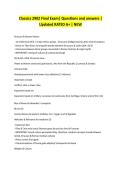 Classics 2902 Final Exam&vert; Questions and answers &vert; Updated RATED A&plus; &vert; NEW 
