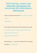PSYC471 Final Exam - Koestner &lpar;Latest Update 2026 2027&rpar; Questions with Correct Answers 100- Verified  grade a