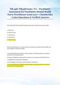NR 548&sol; NR548 Exam 1 V2 &ndash; Psychiatric &NewLine;Assessment for Psychiatric-Mental Health &NewLine;Nurse Practitioner 2026&sol;2027 &vert; Chamberlain &NewLine;&vert; Latest Questions & Verified Answers 