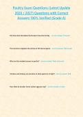 Poultry Exam Questions &lpar;Latest Update 2026 2027&rpar; Questions with Correct Answers 100- Verified -Grade a