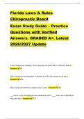 Florida Laws & Rules &NewLine;Chiropractic Board &NewLine;Exam Study Guide &ndash; Practice &NewLine;Questions with Verified &NewLine;Answers&period; GRADED A&plus;&period; Latest &NewLine;2026&sol;2027 Update 