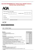 AQA GCSE ENGINEERING Unit 1 Written Paper &lpar;8852&sol;W&rpar; Combined &NewLine;Question Paper and Mark Scheme 