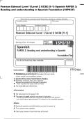 Pearson Edexcel Level 1&sol;Level 2 GCSE &lpar;9&ndash;1&rpar; Spanish PAPER 3&colon;&NewLine;Reading and understanding in Spanish Foundation &lpar;1SP0&sol;3F&rpar;