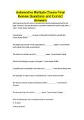 Automotive Multiple Choice Final Review Questions and Correct Answers