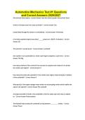 Automotive Mechanics Test &num;1 Questions and Correct Answers 2026&sol;2027