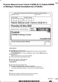 Pearson Edexcel Level 1&sol;Level 2 GCSE &lpar;9&ndash;1&rpar; Turkish PAPER&NewLine;4&colon; Writing in Turkish Foundation tier &lpar;1Tu0&sol;4F&rpar;&NewLine;
